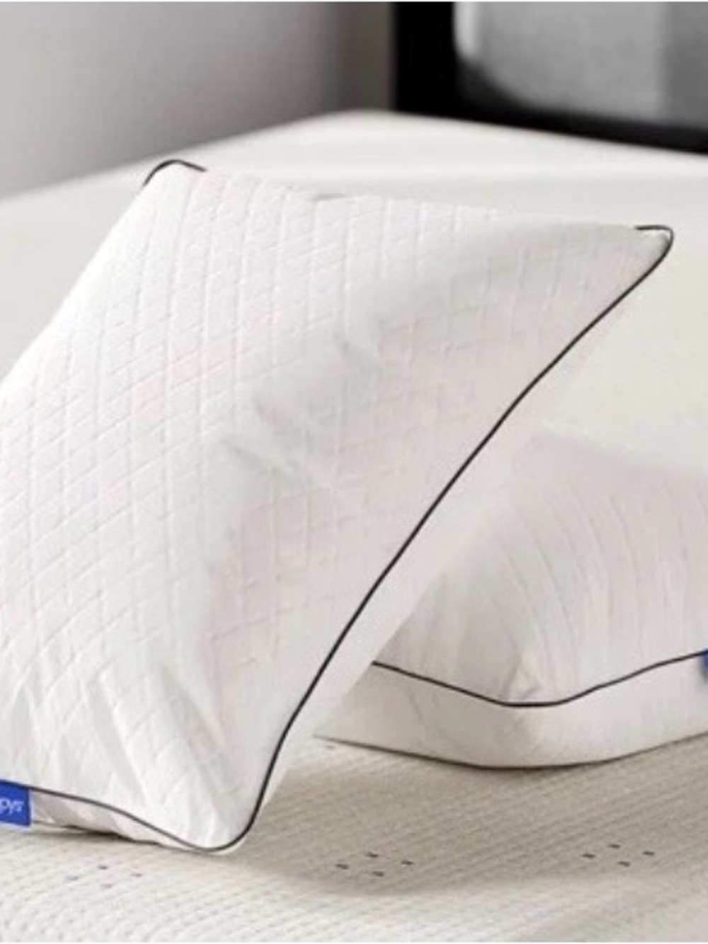 Quilted White Pillow with Black Piping - Supportive Comfort